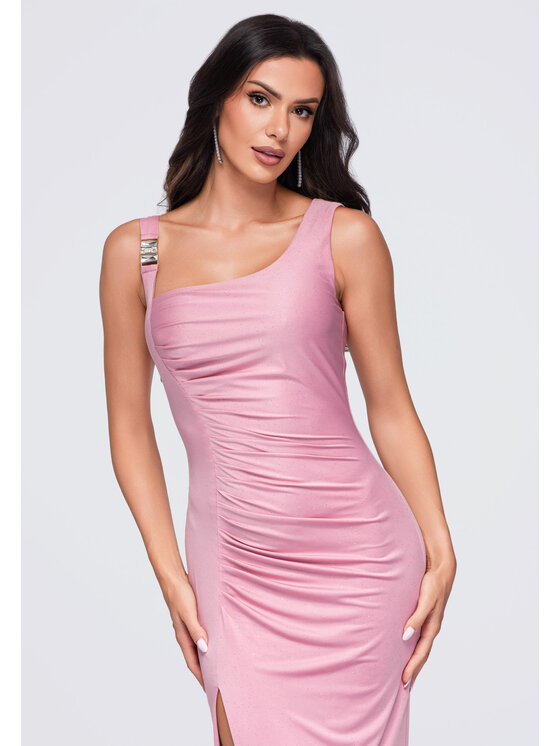 Ombre Ombre Sukienka wieczorowa LA-OM-DLR389 Różowy Slim Fit