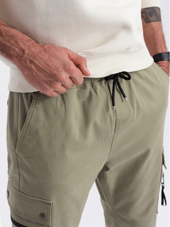 Ombre Ombre Joggers kalhoty OM-PAJO-0125 Khaki Cargo Fit