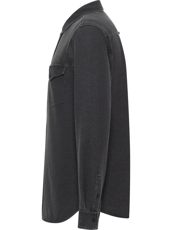 Mustang Mustang Camicia CLEMENS KNIT TERRY SHIRT Nero Regular Fit