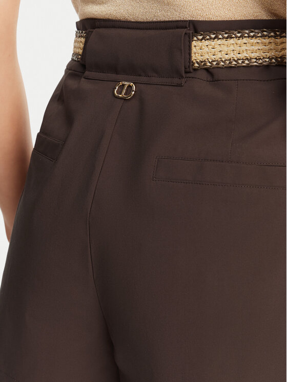 TWINSET TWINSET Szövet rövidnadrág 251TT2106 Barna Loose Fit