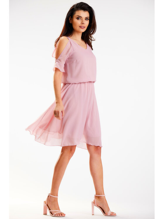 Awama Awama Sukienka letnia A572 Różowy Basic Fit
