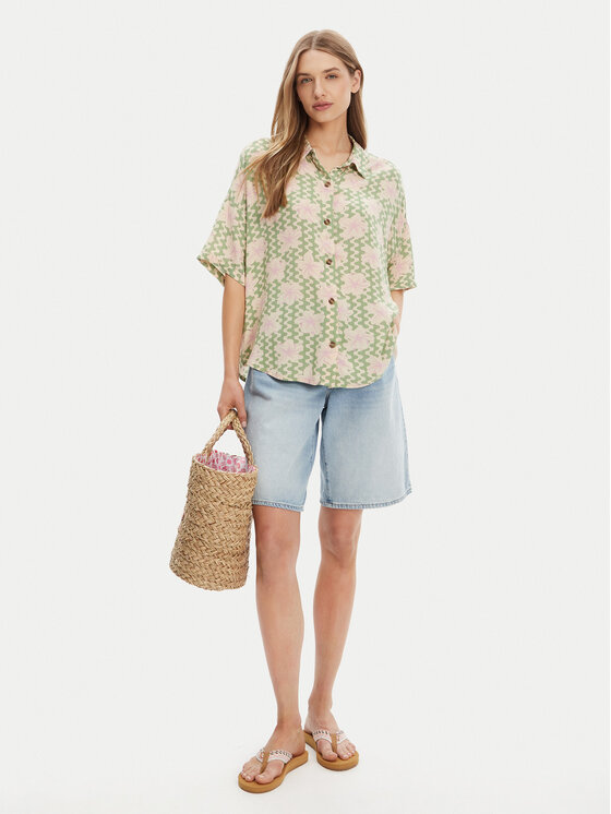 Roxy Roxy Košulja Beach Nostalgia ERJWT03665 Zelena Regular Fit