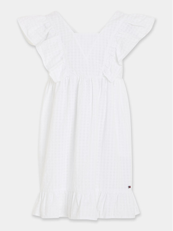 Tommy Hilfiger Tommy Hilfiger Sukienka letnia Gingham KG0KG07930 D Biały Relaxed Fit