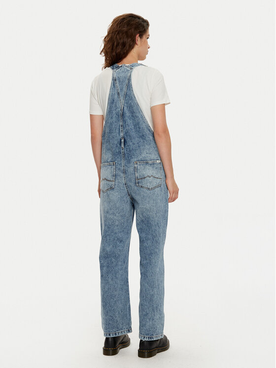 Mustang Mustang Jeans hlače z naramnicami Olympia 1015583 Modra Loose Fit