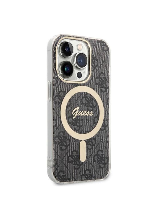 Guess Guess Etui na telefon 4G Metal Gold Logo Czarny