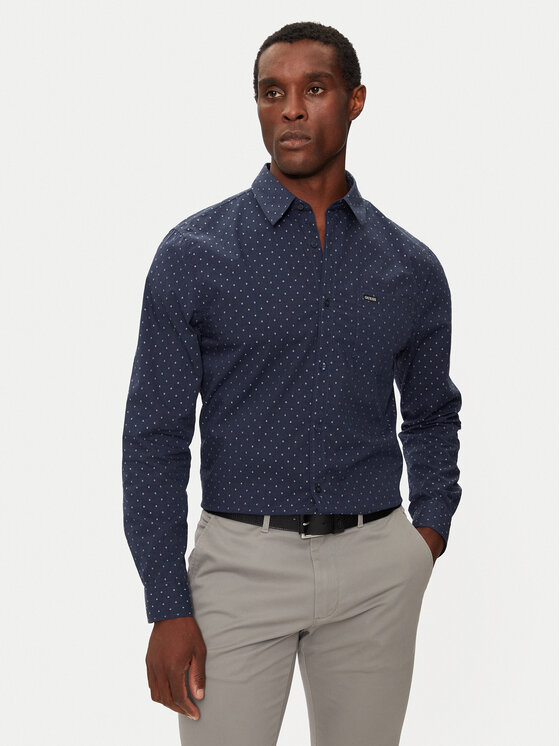 Guess Guess Риза M4BH42 WGK50 Тъмносин Regular Fit