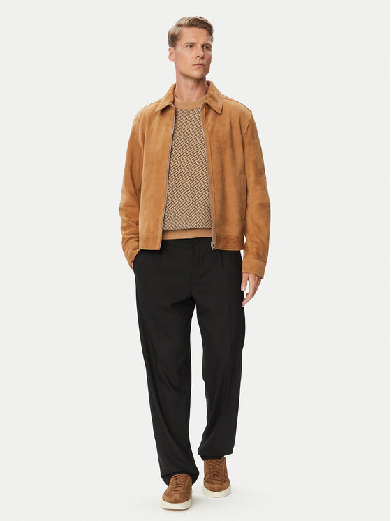 BOSS BOSS Кожено яке H-Malbano7 50563869 Тъмнобежов Regular Fit