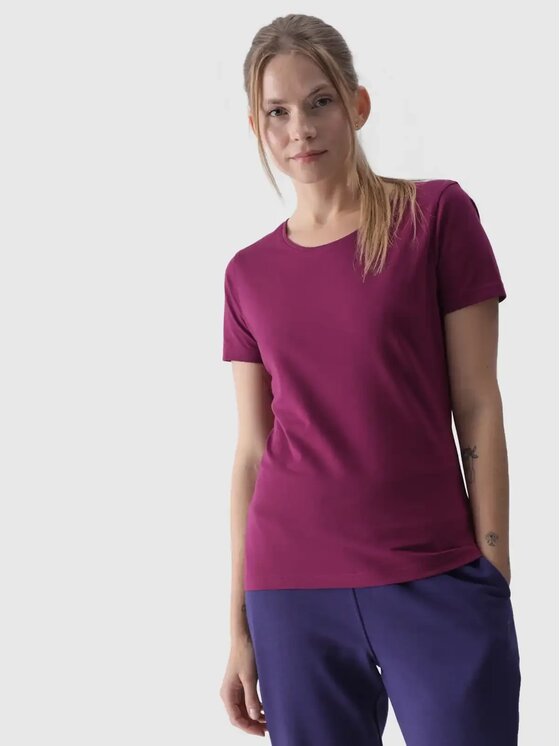4F 4F Tričko 4FWMM00TTSHF1845-51S Fialová Slim Fit