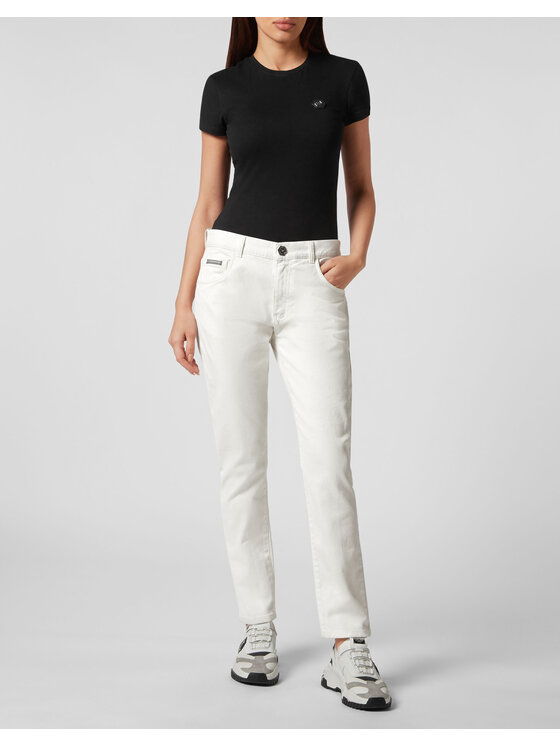 PHILIPP PLEIN PHILIPP PLEIN Jeansy 2427 Biały Boyfriend Fit