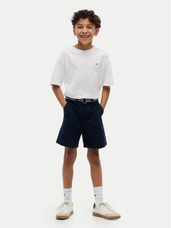 Tommy Hilfiger Tommy Hilfiger Pantalon scurți din material Essential KB0KB10246 Bleumarin Loose Fit