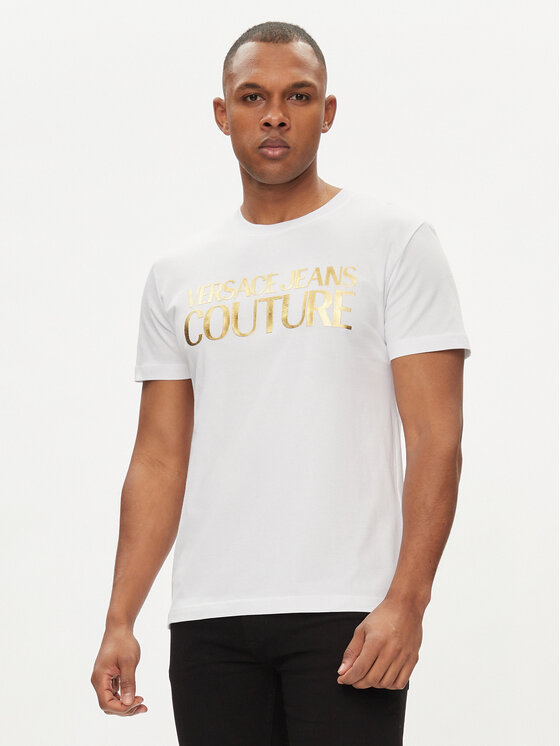 Versace Jeans Couture Tricou 76GAHT00 Alb Regular Fit