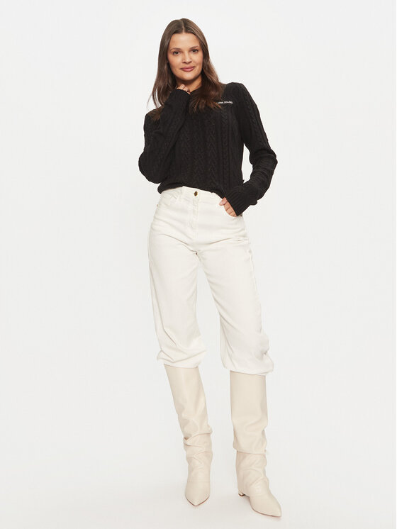 Guess Jeans Guess Jeans Džemper W4BR13 Z3HN2 Crna Regular Fit