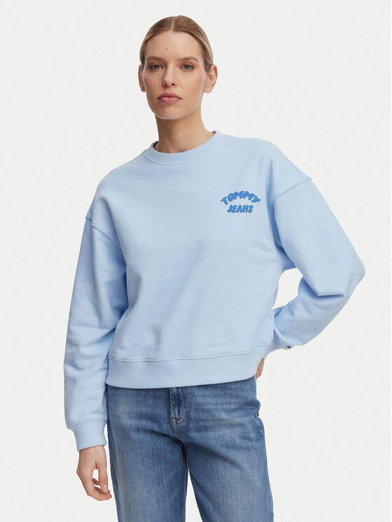 Tommy Jeans Tommy Jeans Hanorac Bubble Logo DW0DW22366 Albastru deschis Boxy Fit