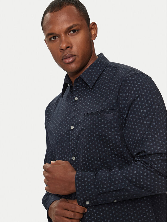 Guess Guess Πουκάμισο M4YH08 WGBO1 Σκούρο μπλε Regular Fit