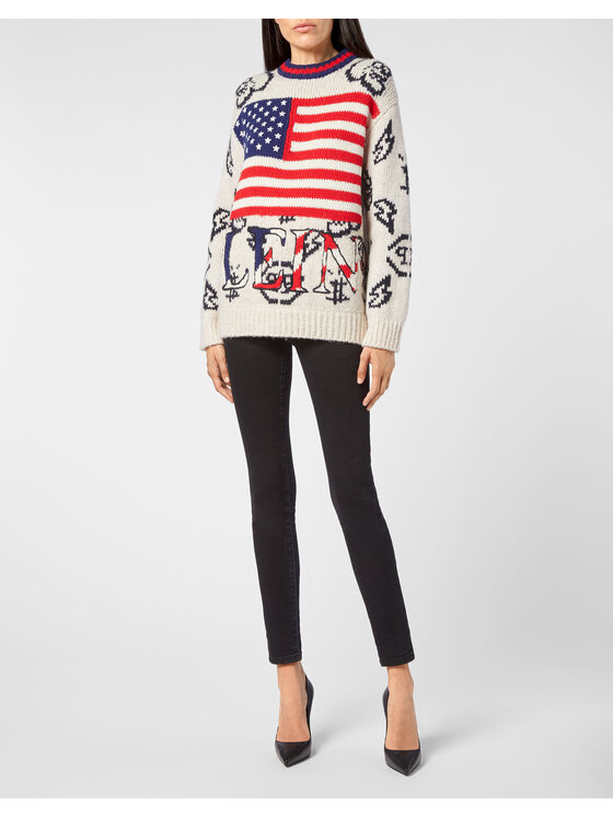PHILIPP PLEIN PHILIPP PLEIN Sweter 4565 Beżowy Regular Fit