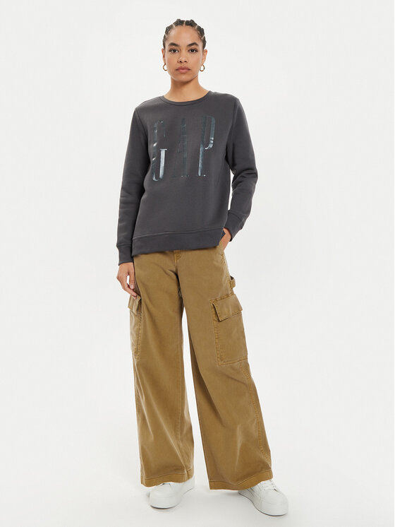 Gap Gap Majica dugih rukava 540907-00 Siva Relaxed Fit