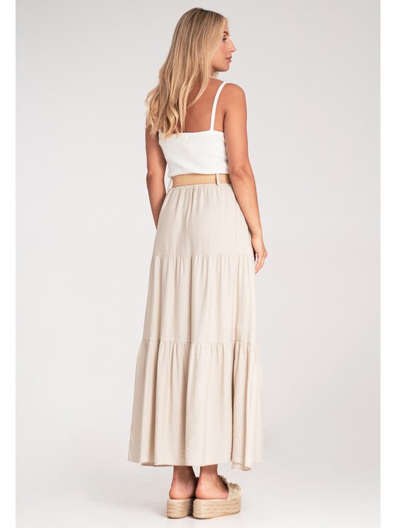 FIGL FIGL Maxi sukňa M1222 Béžová Straight Fit