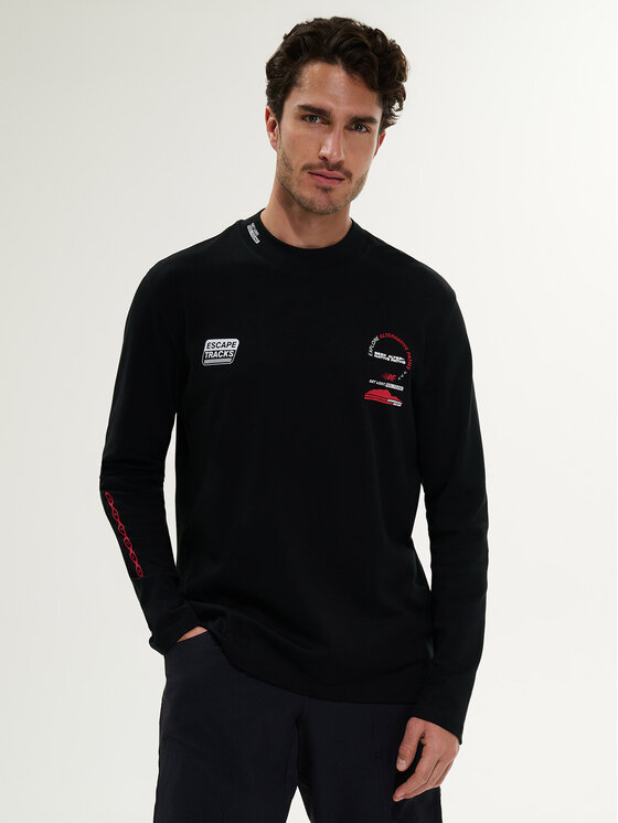 4F 4F Longsleeve WHEEL & WAVE Czarny Relaxed Fit