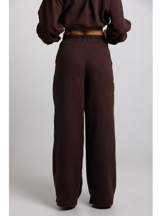 Chiara Wear Chiara Wear Spodnie materiałowe MAY PALAZZO Brązowy Relaxed Fit