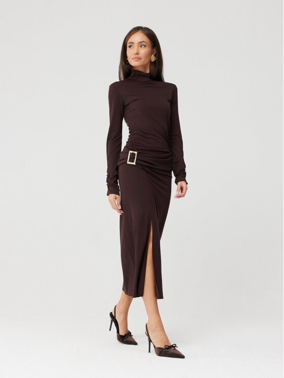Roco Fashion Roco Fashion Sukienka codzienna Leontine Brązowy ciemny Slim Fit