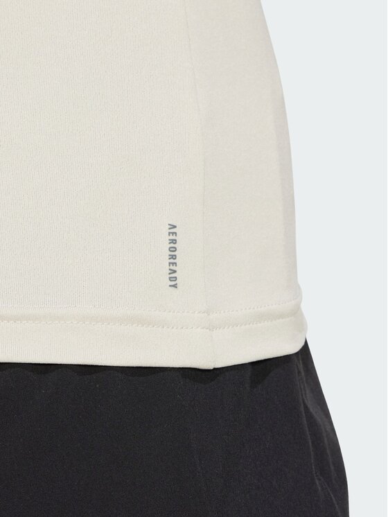 adidas adidas Koszulka techniczna AEROREADY Train Essentials Minimal Branding V-Neck Tee Beżowy Slim Fit