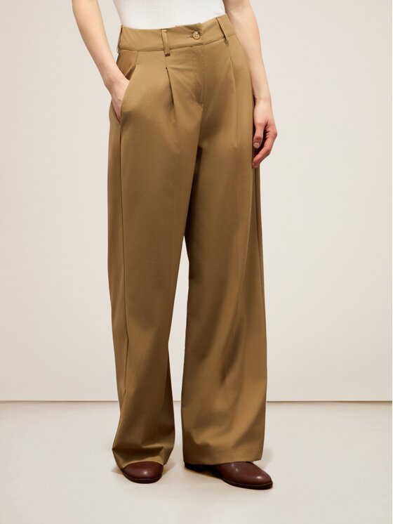 Oltre Oltre Spodnie materiałowe P084R008717N025 Écru Baggy Fit