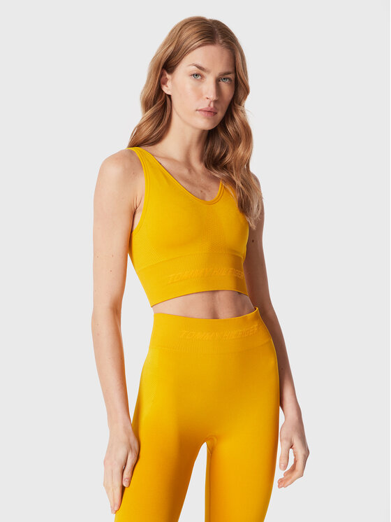 Yellow tommy hilfiger store sports bra