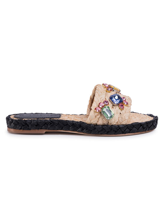Tory Burch Espadrilky Crystal Raffia Slide Raffia 63580 Béžová • 