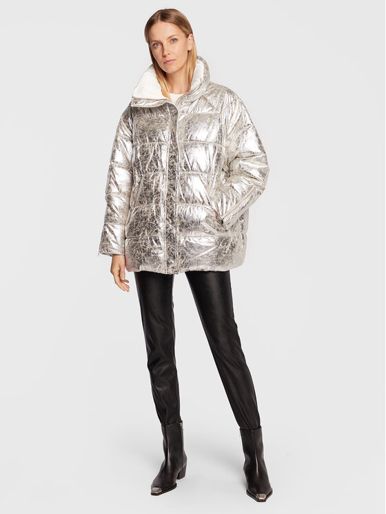 PINKO PINKO Kurtka zimowa Brunella 1 1G17Z5 A03G Srebrny Relaxed Fit