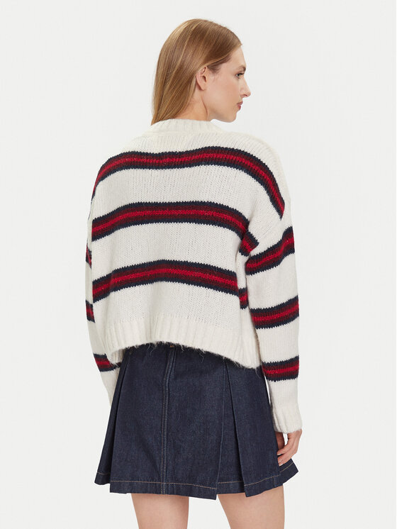 Tommy Jeans Tommy Jeans Kardigán Badge DW0DW21678 Ekru Relaxed Fit