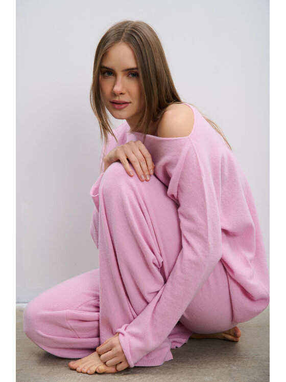 Fobya Fobya Komplet bluzka i spodnie F2108 Różowy Basic Fit