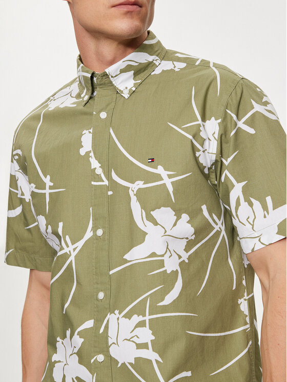 Tommy Hilfiger Tommy Hilfiger Cămașă Tropical MW0MW34587 Verde Regular Fit