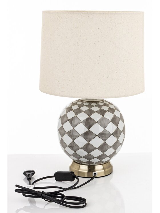 MIAhome MIAhome Lampka nocna ceramiczna LAVIA w kratkę Beżowy