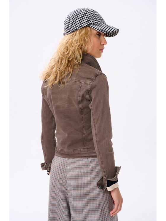 blue shadow blue shadow Kurtka jeansowa 3D 6292 Brązowy Regular Fit