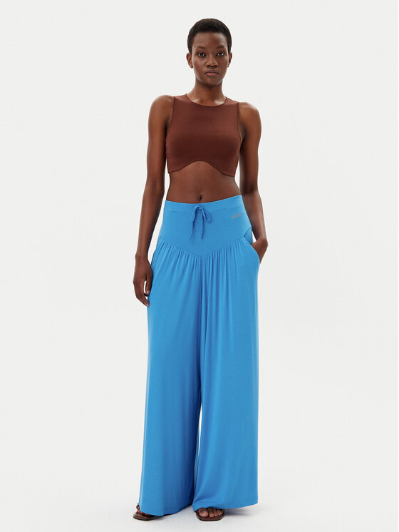 Liu Jo Beachwear Liu Jo Beachwear Hlače iz tkanine VA5039 JS360 Modra Relaxed Fit