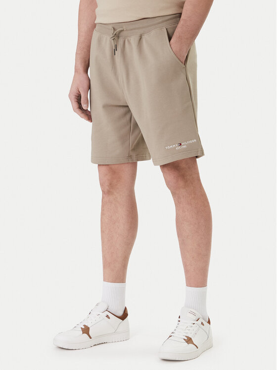 Tommy Hilfiger Pantaloni scurți sport Logo MW0MW43068 Bej Regular Fit