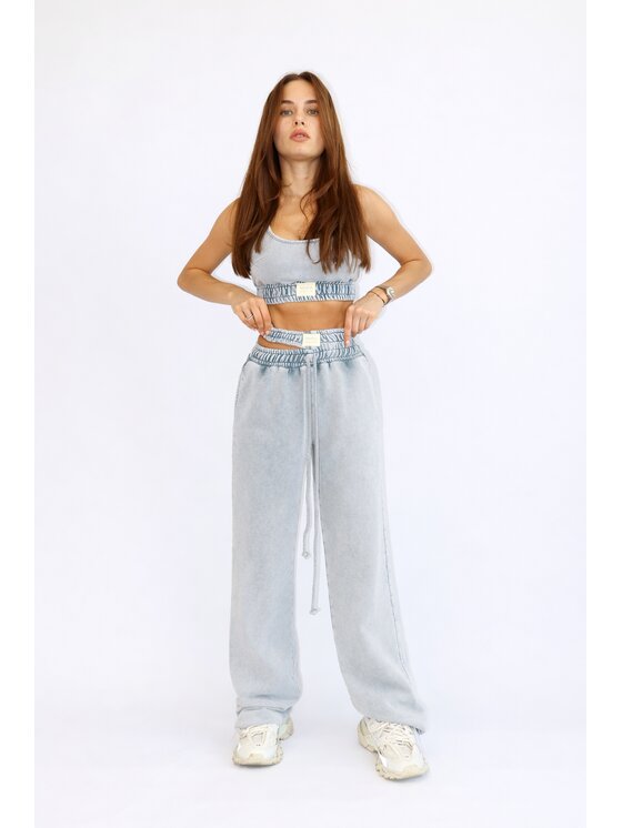 MissDenim MissDenim Spodnie dresowe Double Belt Sweatpants Szary Oversize