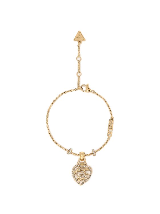 Guess Guess Bransoletka Heart Cage JUBB03 100JW Żółte złoto