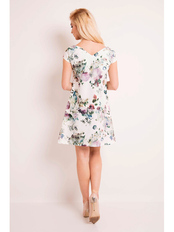 Awama Awama Sukienka letnia L035 Écru Basic Fit