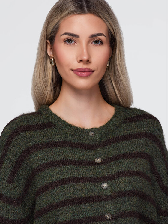 Ombre Ombre Svetr OW-SW-E0029 Khaki Relaxed Fit