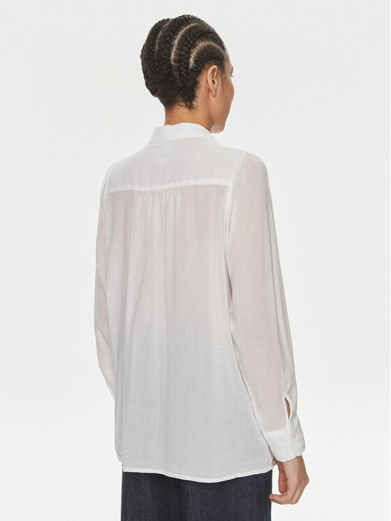Lee Lee Camicia Shirred 112351208 Bianco Relaxed Fit