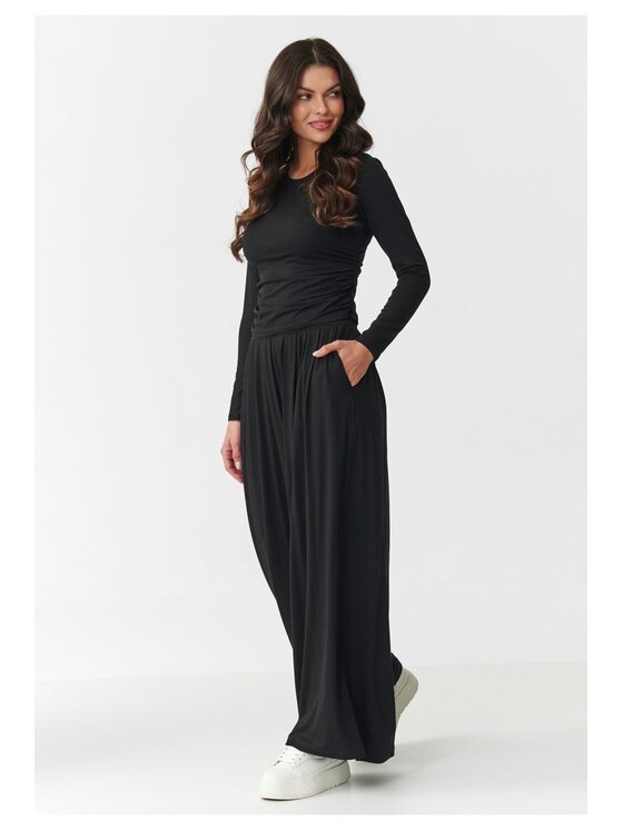 Makadamia Makadamia Komplet bluzka i spodnie M892 Czarny Loose Fit