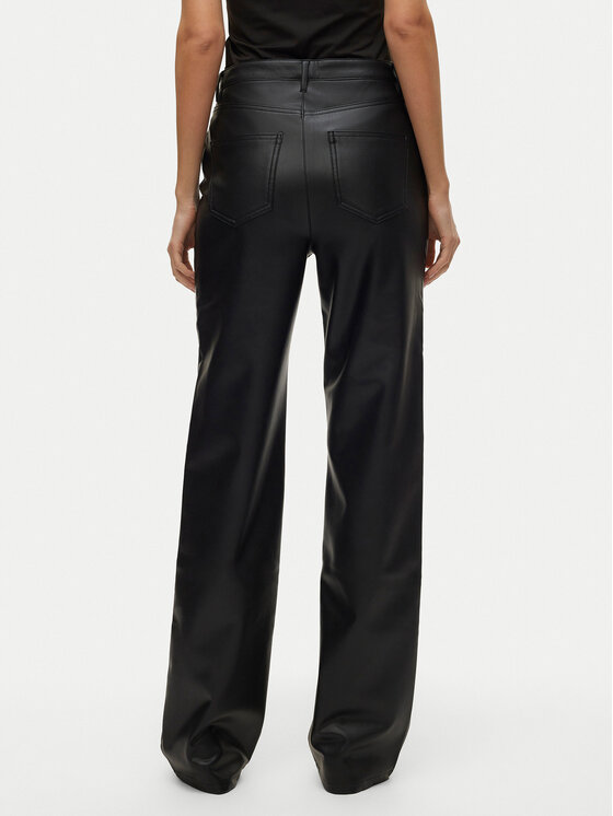 Vero Moda Vero Moda Dirbtinės odos kelnės Tessa 10310878 Juoda Wide Leg