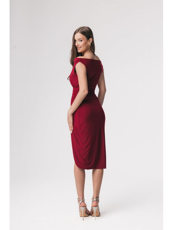 Aurora Aurora Koktejlové šaty Bardott Bordó Feminine Fit