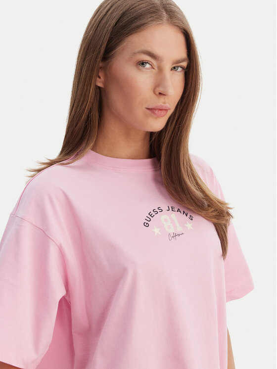 Guess Jeans Guess Jeans T-Shirt W6RI20 K8HM0 Różowy Oversize