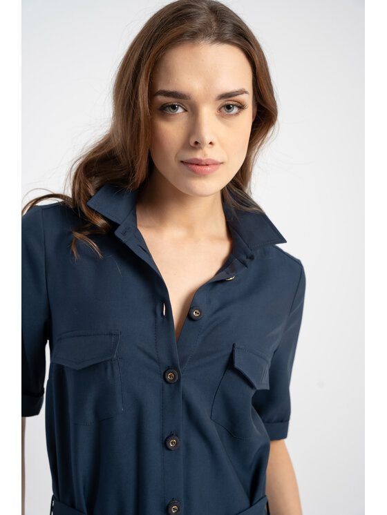 CLICK CLICK Φόρεμα πουκάμισο 60-6094 Σκούρο μπλε Regular Fit