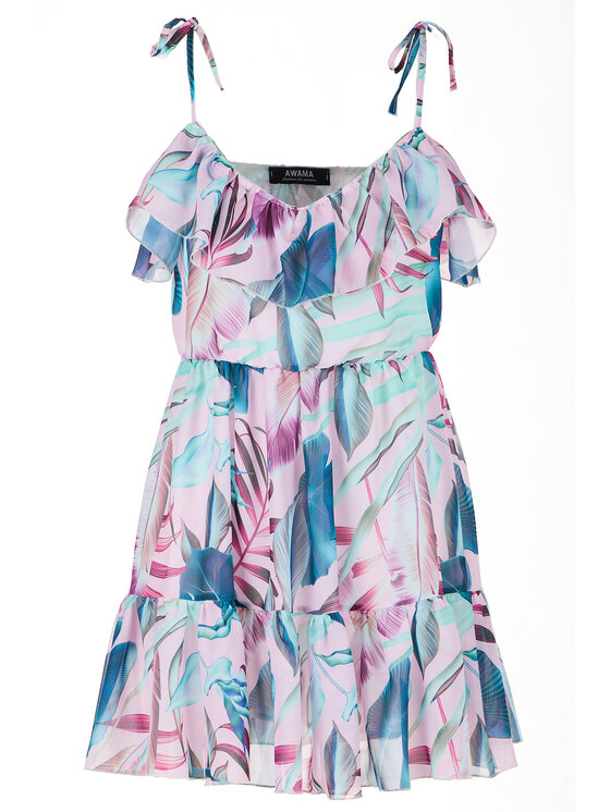 Awama Awama Sukienka A503 Kolorowy Basic Fit