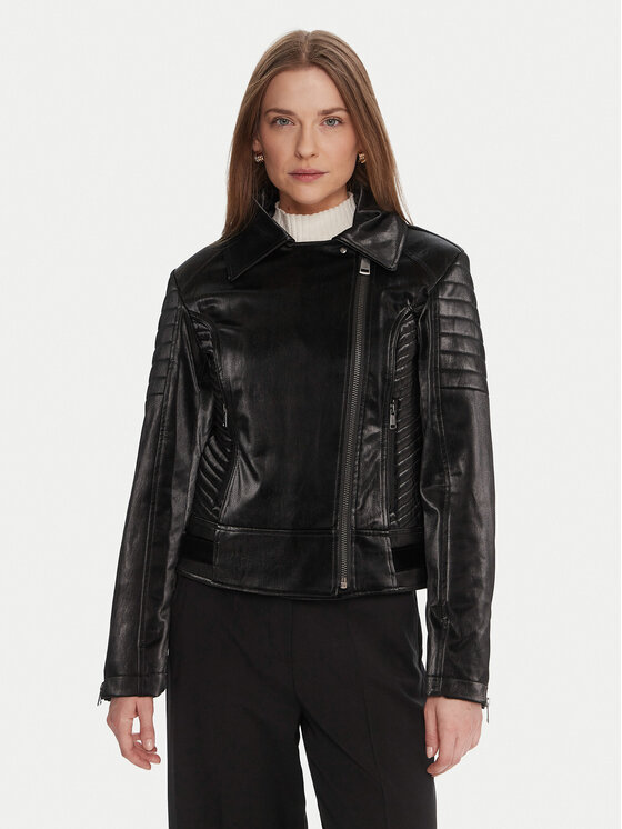Guess Guess Baikerių stiliaus striukė W5BL35 W2820 Juoda Regular Fit