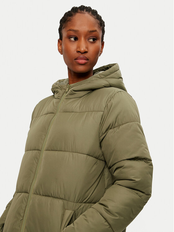 Pieces Pieces Зимно яке 17115627 Зелен Regular Fit