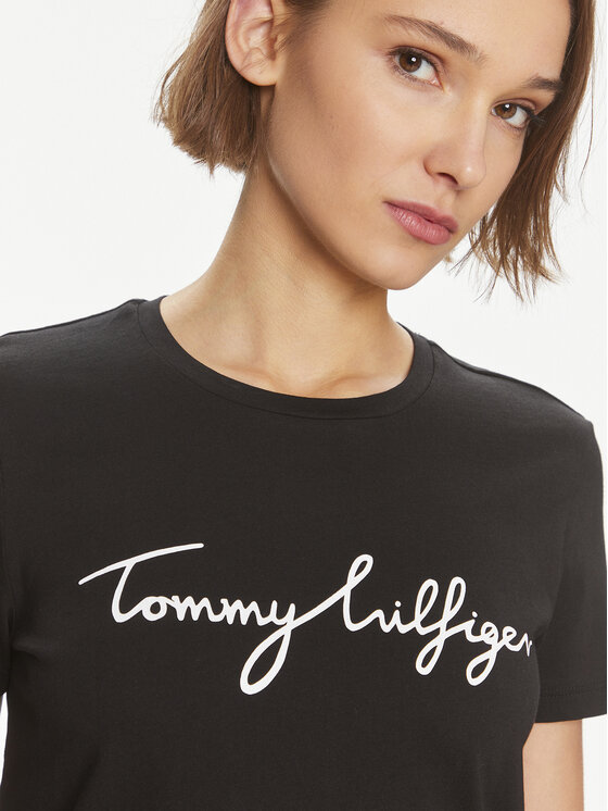 Tommy Hilfiger Tommy Hilfiger T-Shirt Signature WW0WW41674 Czarny Regular Fit
